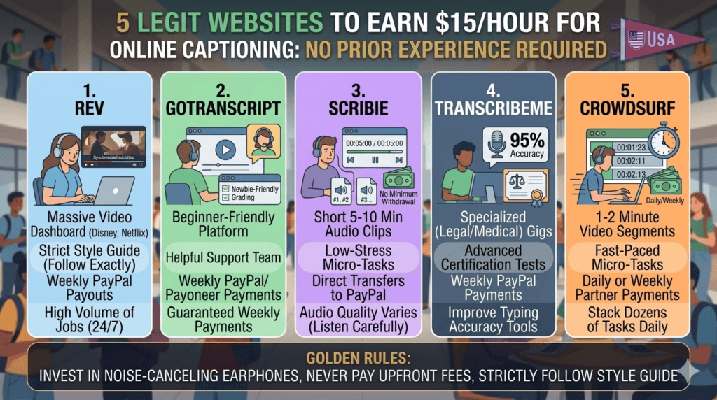 Online Captioning Gigs to Earn $15/Hour: 5 Legit Websites