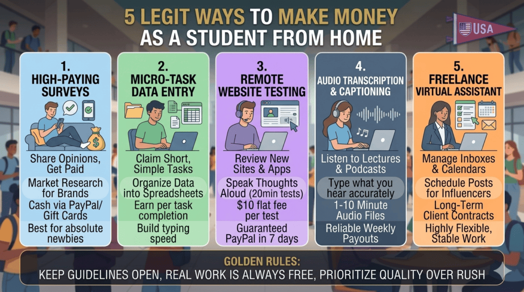 How to Make Money as a College Student from Home: 5 Real Gigs