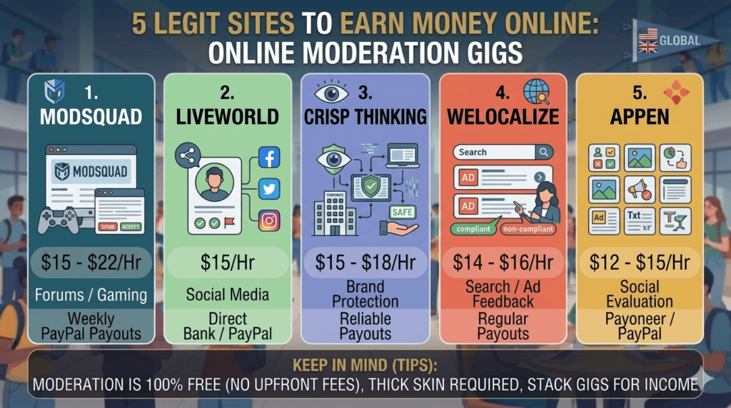 Online Moderation Gigs to Earn $15/Hour: 5 Best Sites