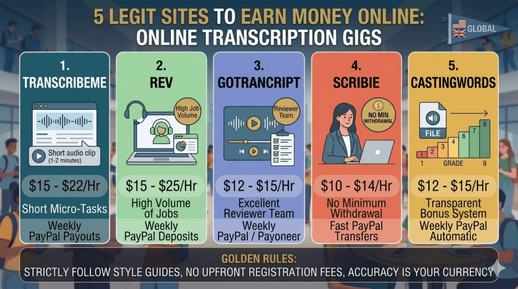 Online Transcription Gigs to Earn $15/Hour: 5 Best Sites